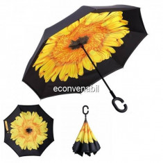 Umbrela Ploaie reversibila 100cm Design Interior Floare Galbena UM001 foto