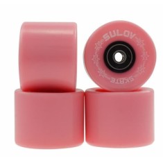 Roti skateboard roz 60x45 mm cu rulmenti ABEC 7, set 4 buc
