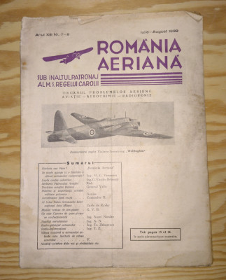 REVISTA AERONAUTICA - ROMANIA AERIANA - (IULIE - AUGUST) - ANUL 1939 - CAROL II foto