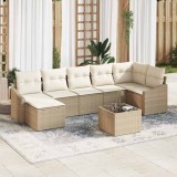VidaXL Set de canapele pentru grădină 8 pcs Bej Rattan poli 3346821