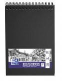 Caiet Pentru Schite A4, Oxford Sketchbook, 96 File-100g/mp, Coperta Carton Rigida - Negru