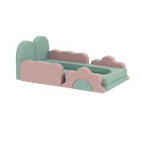 AIYAPLAY Set de 12 piese blocuri din spumă pentru cățărat, construit, t&acirc;r&acirc;re, saltele de joacă pentru interior cu husă din cord, Verde+Roz | Aosom Rom