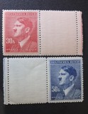 Boemia și Moravia 1942 Serie Uzuală Adolf Hitler Valori Mari 30K și 50K Set 2 Perechi Orizontale cu C&acirc;mpuri Albe MNH Neștampilat - A0029