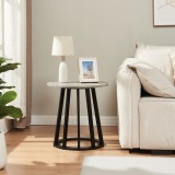 Masa laterala Buzzard &Oslash;48x48 cm negru cu blat aspect beton