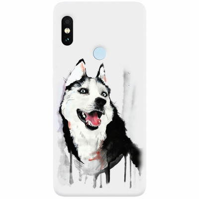 Husa silicon pentru Xiaomi Mi 8, Husky Dog Watercolor Illustration foto