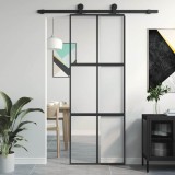 Cumpara ieftin Ușă glisantă, negru, 76x205 cm, sticlă securizată și aluminiu