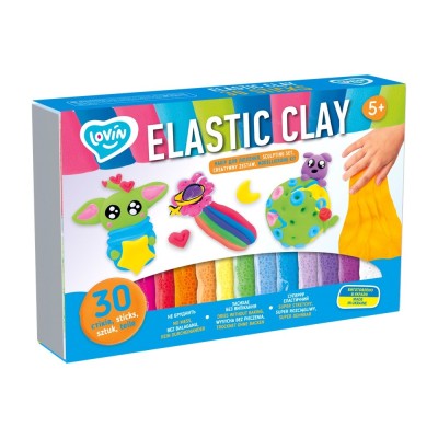 Set de creatie cu argila usoara 30 buc, Lovin - Elastic Clay foto