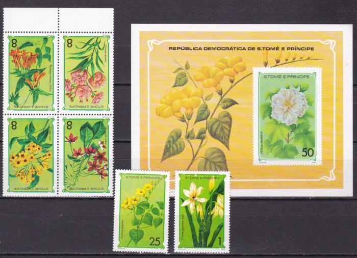 Sao Tome 1979 flori MI 568-573 + bl.33 MNH