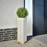 Cumpara ieftin Jardiniere grădină, 2 buc., alb, 30x26x75 cm, oțel, triunghi