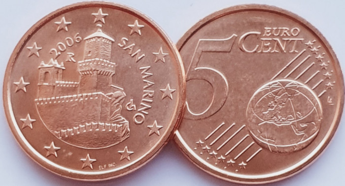 2030 San Marino 5 euro cent 2006 tower Guaita km 442 UNC