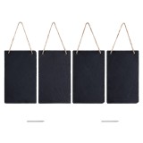 Set 4 Etichete Ardezie Navaris 15x25cm, Negru, Compozit, Gradina, Accesorii, Indicator Plante, Reutilizabile, Cu Sfoara+Creta