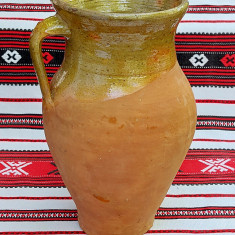 Ulcea de 2 litri de lut ars (2), ceramica traditionala romaneasca vechime 70 ani