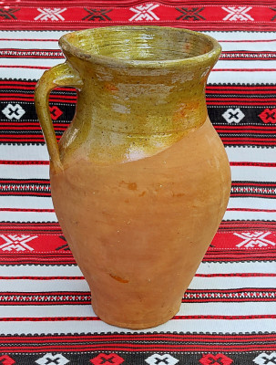 Ulcea de 2 litri de lut ars (2), ceramica traditionala romaneasca vechime 70 ani foto