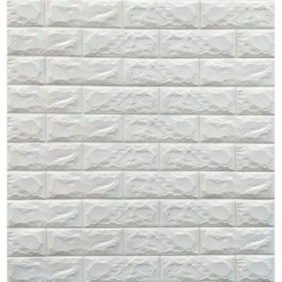 Tapet autoadeziv 3D Alb design perete modern caramida in relief pentru interior foto