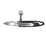 Set Tacamuri Camping Ideallstore, 2 Piese, Cutit si Furculita Tip Briceag, Metal, Negru, 16cm, Drumetii