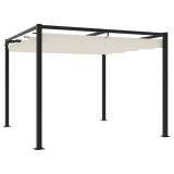 Cumpara ieftin Foisor de gradina cu acoperis retractabil crem 3x3 m otel
