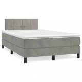 Cumpara ieftin Pat box spring cu saltea, gri deschis, 120x200 cm, catifea