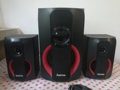 Boxe Hama 2.1 PR-2180, 80W, Bluetooth, Negru/Rosu. foto
