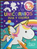 Unicornios pega y colorea (carte de colorat si cu stickere, in limba spaniola)