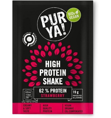 Pulbere pentru Shake Proteic cu Capsuni 62% Proteina Bio 30 grame Pur Ya foto