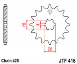 Pinion fata 13 dinti pas lant 428 - Suzuki RM 80 (97-16) - TS 100 (77-79) - GT 125 (74-81) - Yamaha YZ 80 (81-01) - TY 125-175, Oem