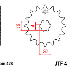 Pinion fata 13 dinti pas lant 428 - Suzuki RM 80 (97-16) - TS 100 (77-79) - GT 125 (74-81) - Yamaha YZ 80 (81-01) - TY 125-175