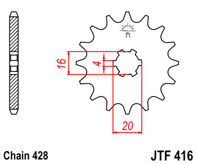 Pinion fata 13 dinti pas lant 428 - Suzuki RM 80 (97-16) - TS 100 (77-79) - GT 125 (74-81) - Yamaha YZ 80 (81-01) - TY 125-175 foto