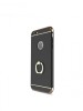 Pachet husa de protectie pentru iPhone 6+ Luxury Black Plated cu Inel de sustinere si folie gratis, MyStyle