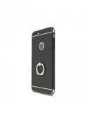 Cumpara ieftin Pachet husa de protectie pentru iPhone 6+ Luxury Black Plated cu Inel de sustinere si folie gratis, MyStyle