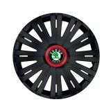 Cumpara ieftin Set 4 capace roti Negre Cu Inel Rosu Active R16 pentru gama auto Skoda, Autohelix MSA