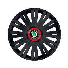 Set 4 capace roti Negre Cu Inel Rosu Active R15 pentru gama auto Skoda