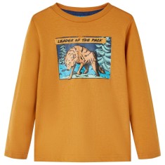 Tricou pentru copii cu m&acirc;neci lungi, ocru &icirc;nchis, 140