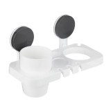 Suport depozitare baie, multifunctional, prindere cu ventuza, din ABS, alb