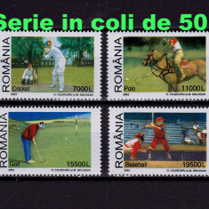 RO 2002 , LP 1588 ,"Sporturi cu crose " ,serie in coli complete de 50 serii ,MNH