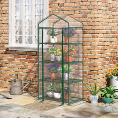 Outsunny Sera pentru Balcon Compacta cu 4 Rafturi pentru Plante, Sera pentru Gradina cu Acoperis din PVC Transparent, 70x50x160cm