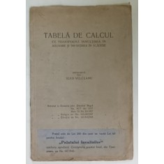TABELA DE CALCUL CE TRANSFORMA INMULTIREA IN ADUNARE SI IMPARTIREA IN SCADERE , intocmita de IOAN VLASCEANU , ANII &#039;40