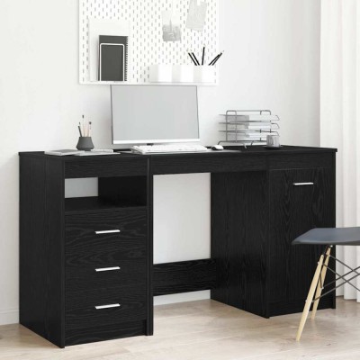 vidaXL Birou cu raft 2 pcs Stejar negru 140 x 50 x 76 cm Lemn compozit 3332543 foto