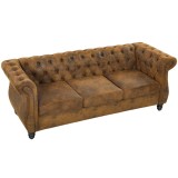 HOMCOM Canapea Chesterfield 3 Locuri din Material Respirabil cu Aspect de Piele, Șezut Lat, Umplutură Groasă, Maro Cafea | Aosom Romania