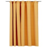Draperie opaca, aspect de in, galben, 290 x 245 cm, cu carlige