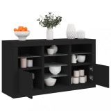 vidaXL Servantă cu lumini LED, negru, 123x37x67 cm