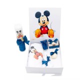 Cumpara ieftin Set Cutie Trusou cu Lumanare, 9 Piese &quot;Cu drag de la nasi&quot; - Mickey, Bleumarin - TB208