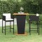 Gossi set mobilier bar de gradina cu perne, 3 piese, negru, poliratan