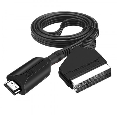 Cablu convertor HDMI la SCART cu alimentare USB pt TV vechi 1080p Full HD foto