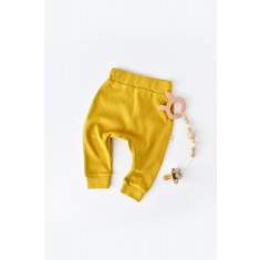 Pantaloni Bebe Unisex din bumbac organic Galben BabyCosy (Marime: 3-6 Luni)