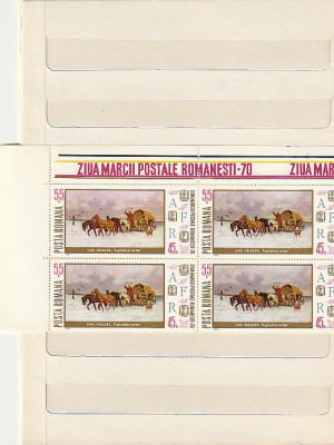 ZIUA MARCII POSTALE ROMANESTI ( LP 749 ) 1970 BLOC DE 4 foto