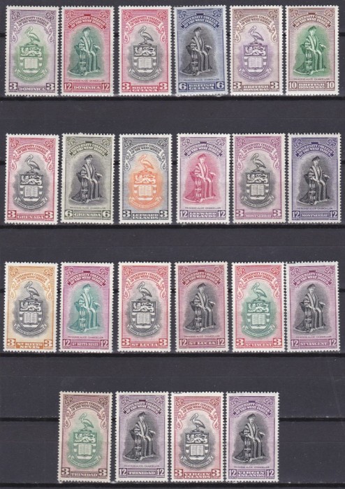 DB1 Colonii Caraibe 1951 Universitatea Idiilor de Vest 22 v. MNH lipsesc Barbados si Jamaica