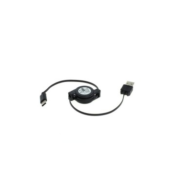 Cablu de date USB Tip C la USB A 2.0, 0.7 metri, rulabil, negru foto