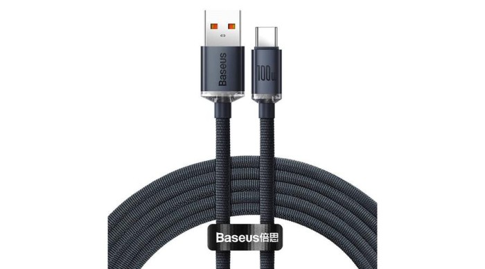 Baseus Crystal Shine USB - cablu USB-C, 100 W, 1,2 m (negru)