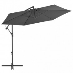 Umbrelă suspendată cu stâlp din aluminiu, 300 cm, antracit