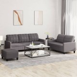 VidaXL Set de canapele cu perne, 3 piese, gri, piele ecologică